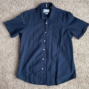 Navy Polka Dot Button-Up Shirt Size S